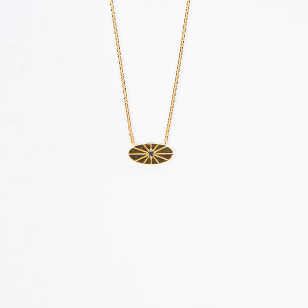 Gold Vermeil Indie Oblong Sapphire Disc Necklace