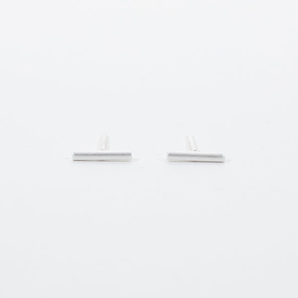 Tiny Brushed Silver Bar Studs