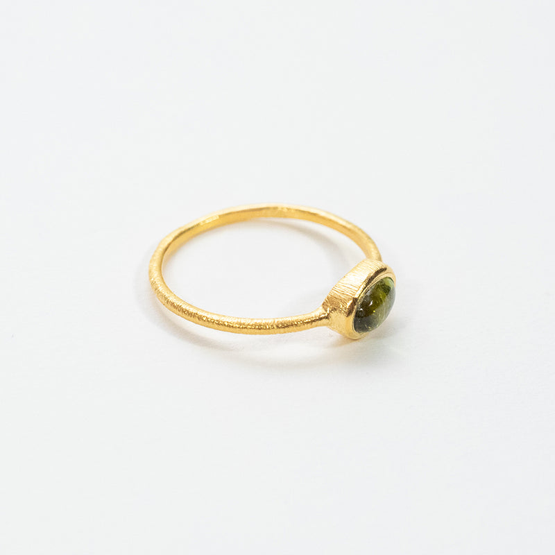 Gold Plated Green Tourmaline Oval Ring