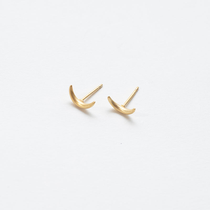 Brushed Gold Vermeil Moon Studs