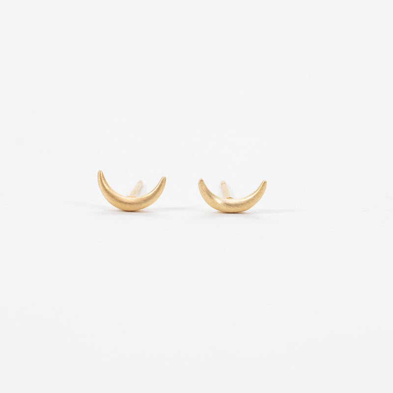 Brushed Gold Vermeil Moon Studs