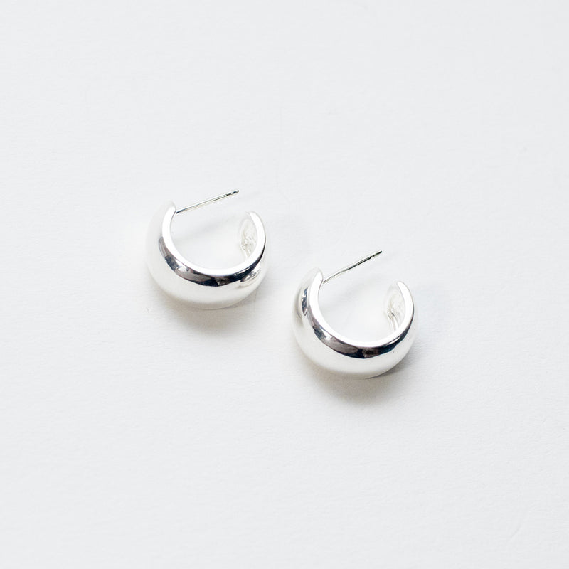 Small Wide Silver Hoops