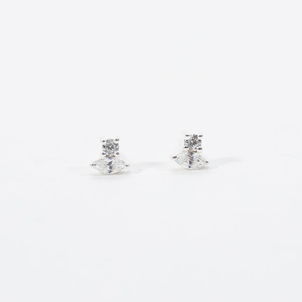 Silver Double Cubic Zirconia Studs