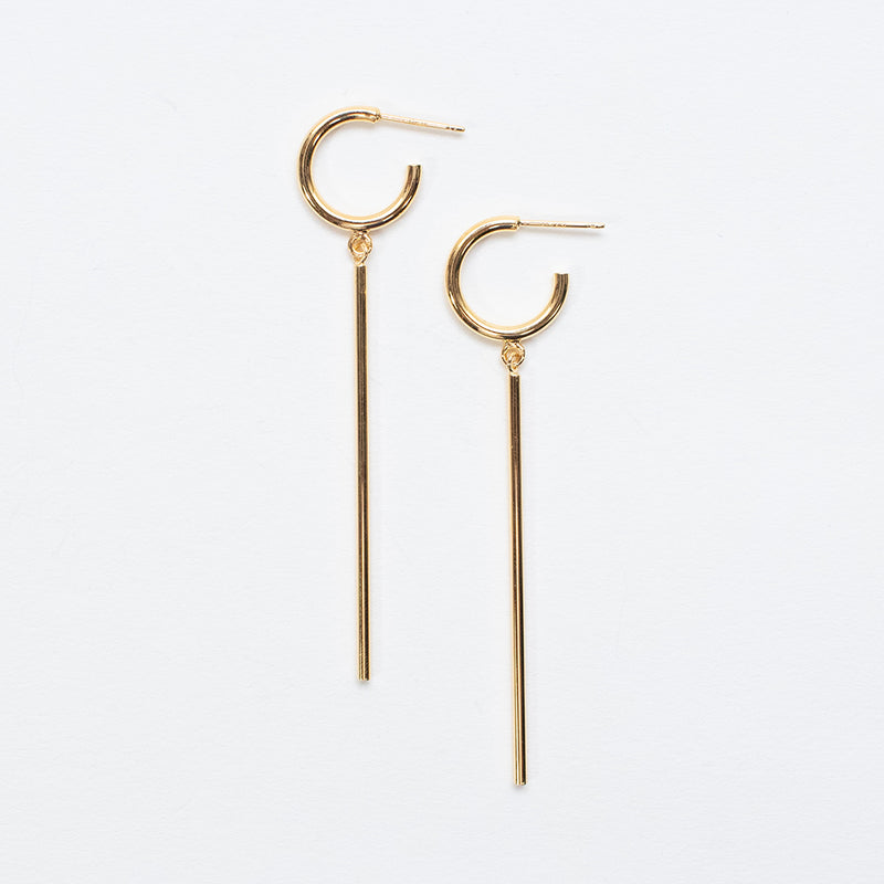 Gold Vermeil Hoops with Hanging Bars