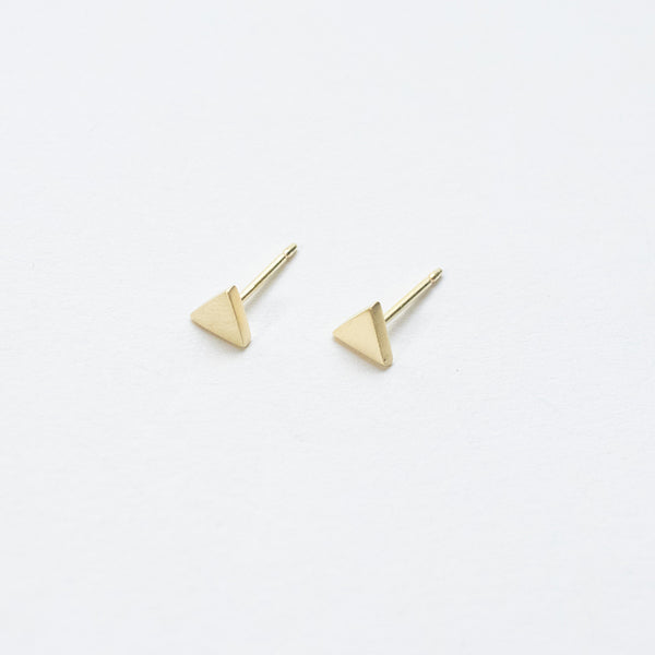 Brushed Gold Vermeil Triangle Studs