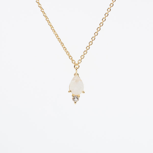 Teardrop Shaped Moonstone & White Topaz Gold Vermeil Necklace