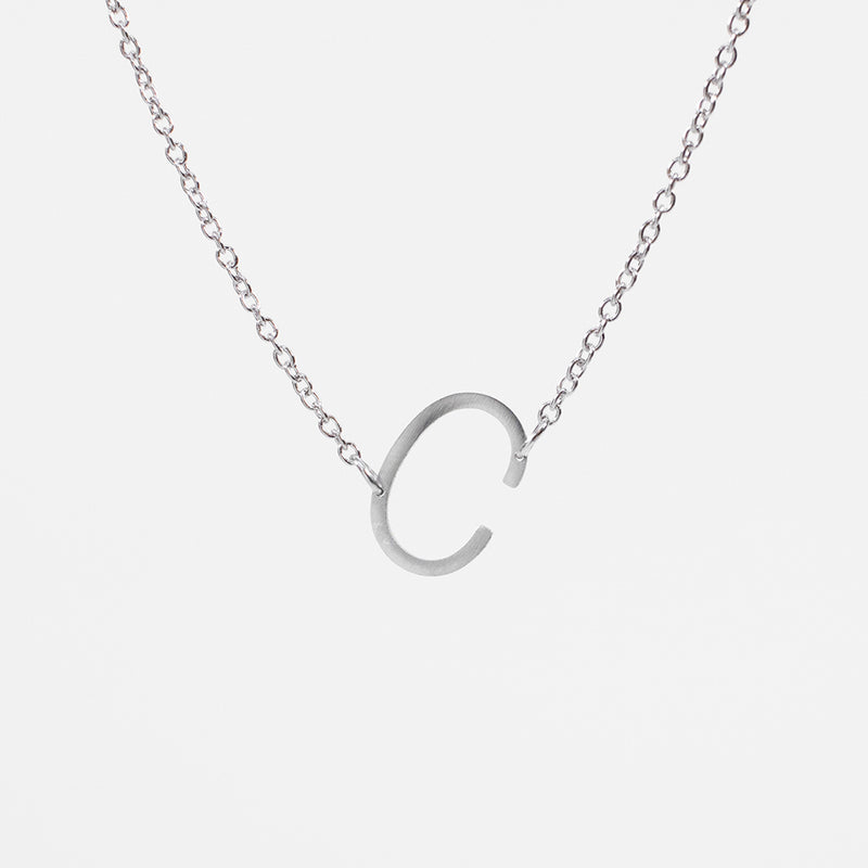 Asymmetrical Silver Initial Necklace