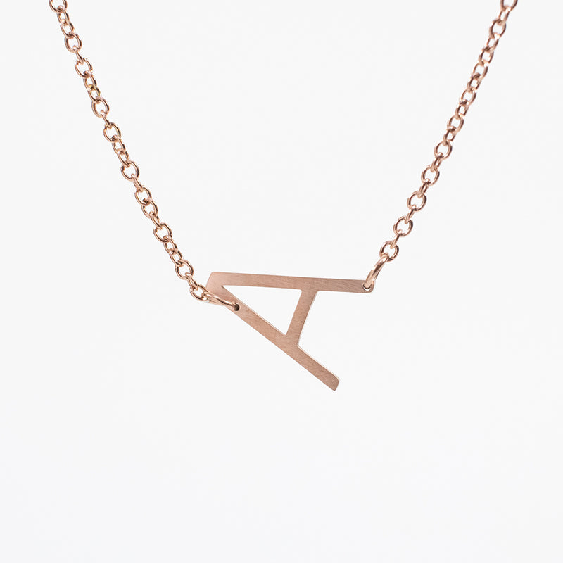 Asymmetrical Rose Gold Initial Necklace