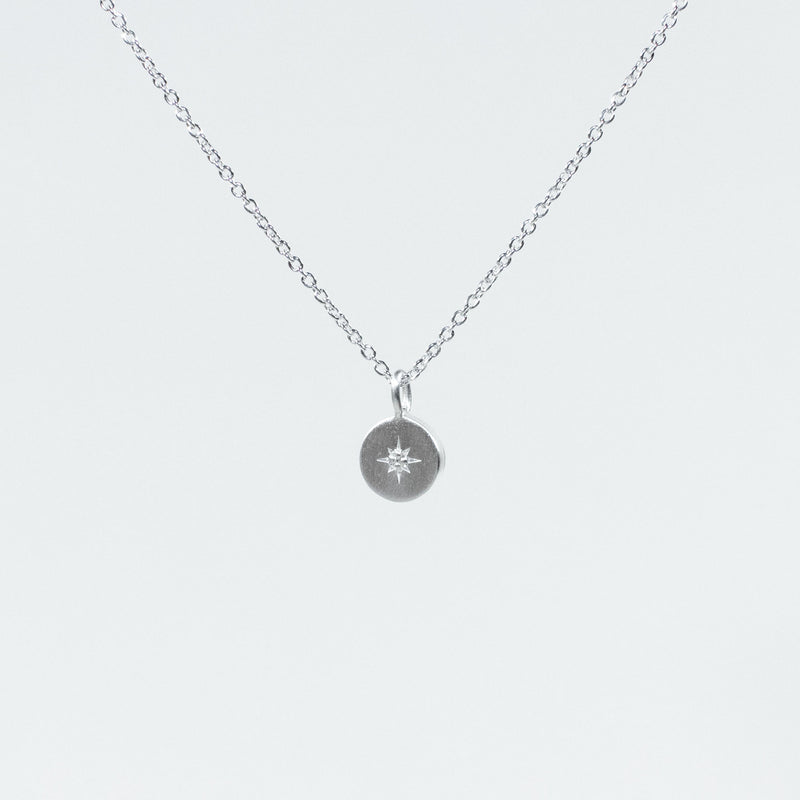 Brushed Silver Crystal Starburst Necklace