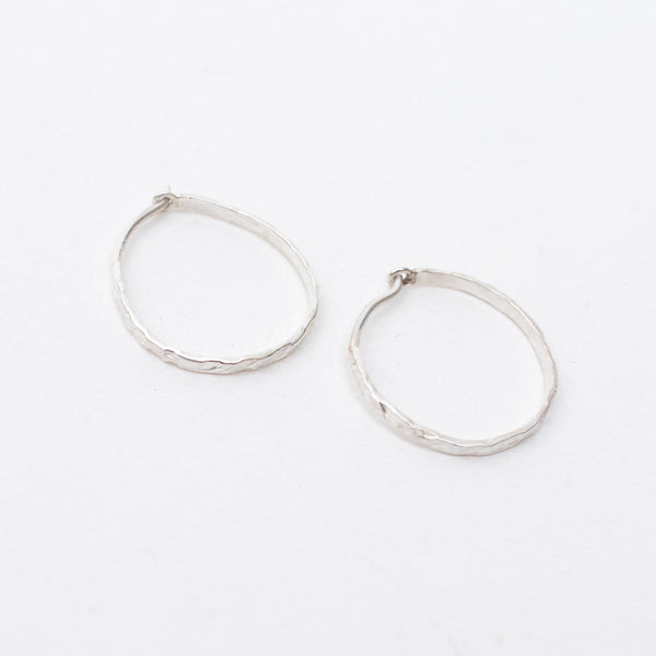 Hammered Silver Small Wire Hoops