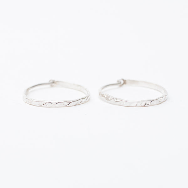 Hammered Silver Small Wire Hoops