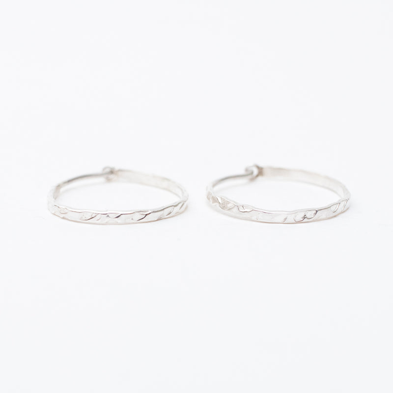 Hammered Silver Small Wire Hoops