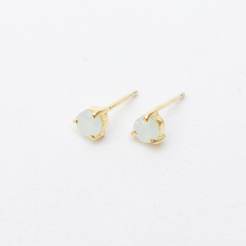 Gold Vermeil & Aquamarine Round Claw Set Studs