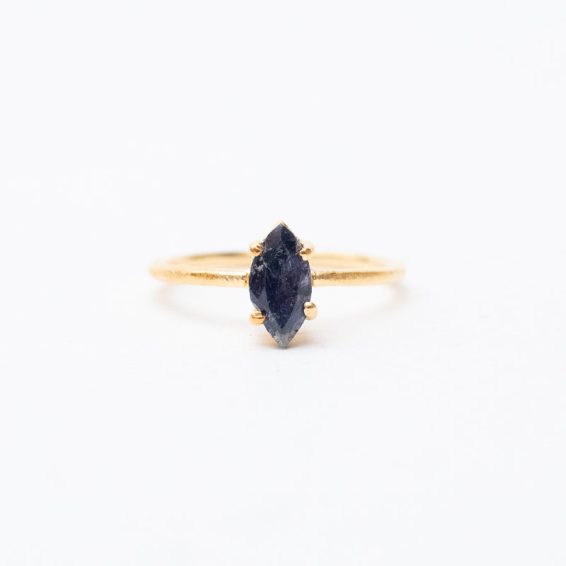 Gold Faceted Eye Shaped Stone Ring