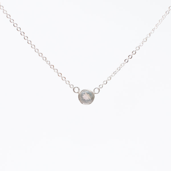 Silver Labradorite Circle Stone Necklace