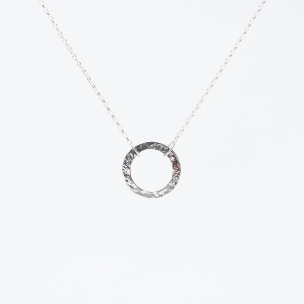 Silver Hammered Circle Necklace