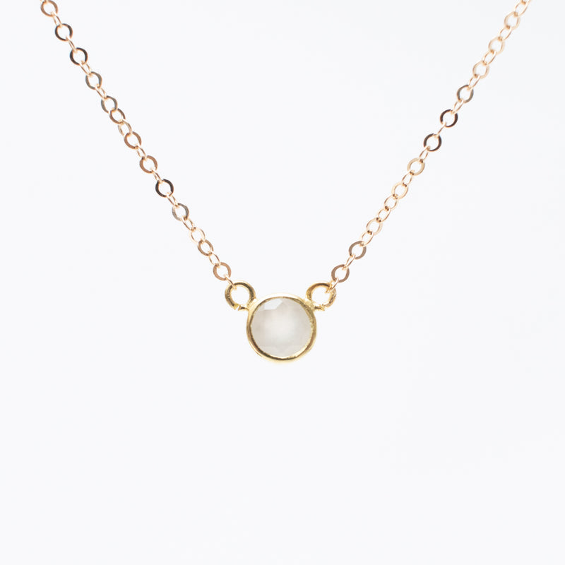 Gold Moonstone Circle Stone Necklace