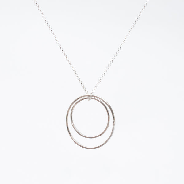 Silver Large Double Hammered Necklace