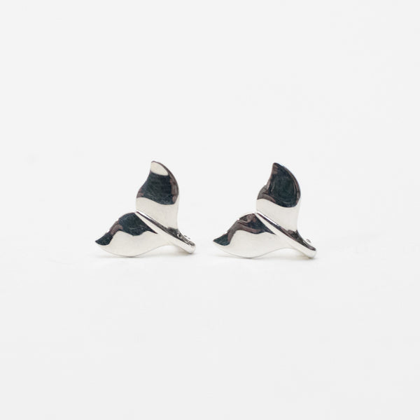 Silver Whale Tail Studs