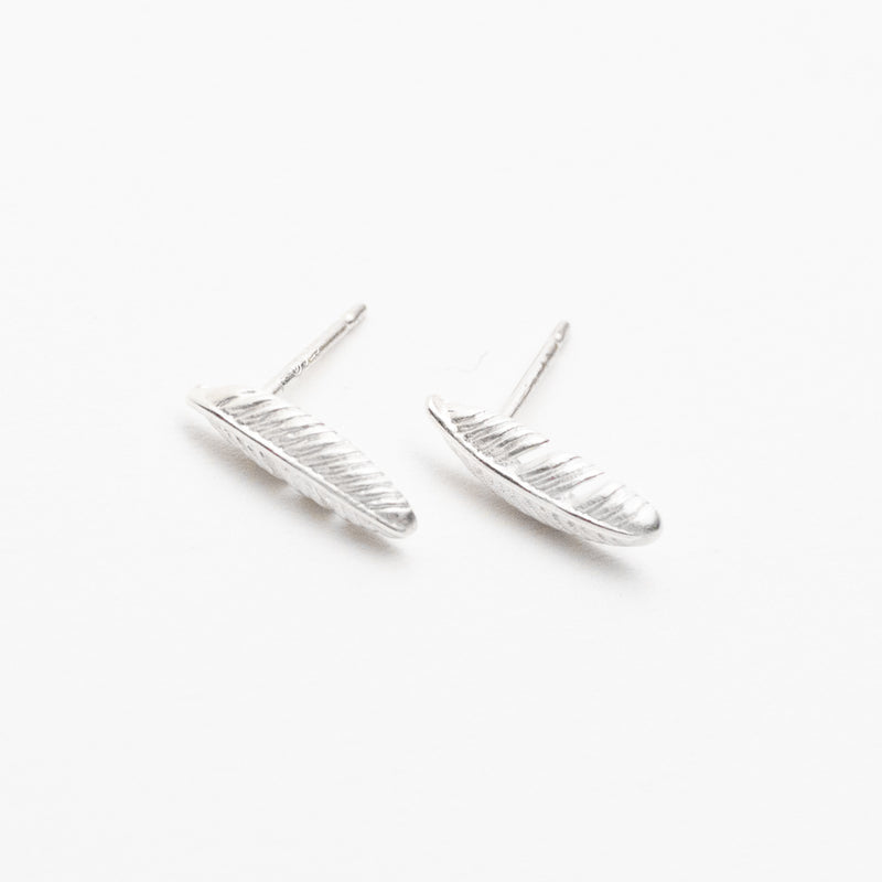 Silver 3D Feather Studs