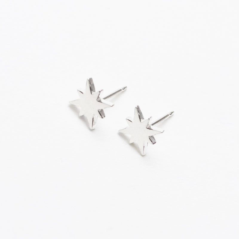 Silver Pointed Star Studs