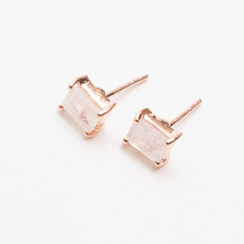 Rose Gold Plated Baguette Stone Studs