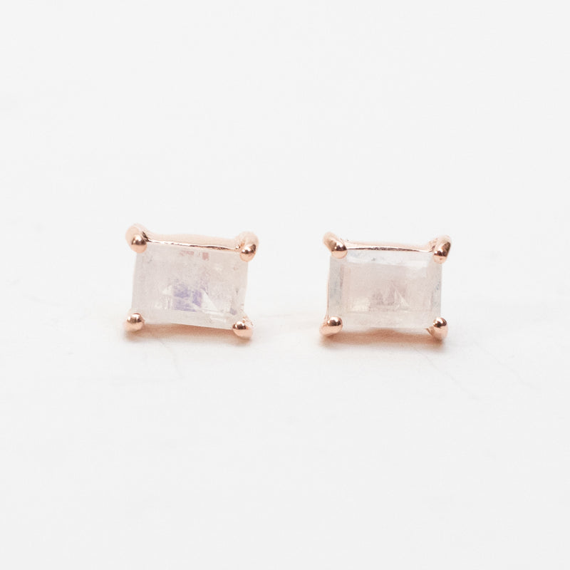 Rose Gold Plated Baguette Stone Studs
