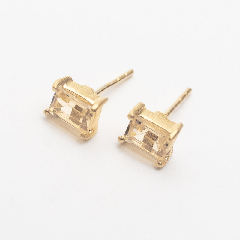 Gold Plated Baguette Stone Studs