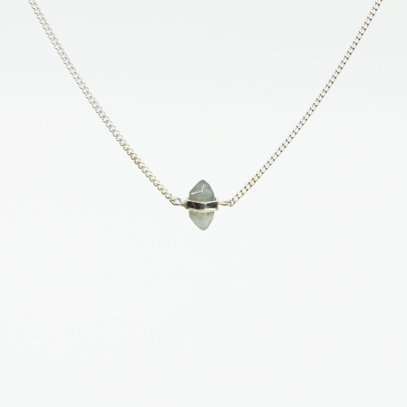 Large Silver Labradorite Wrap Necklace