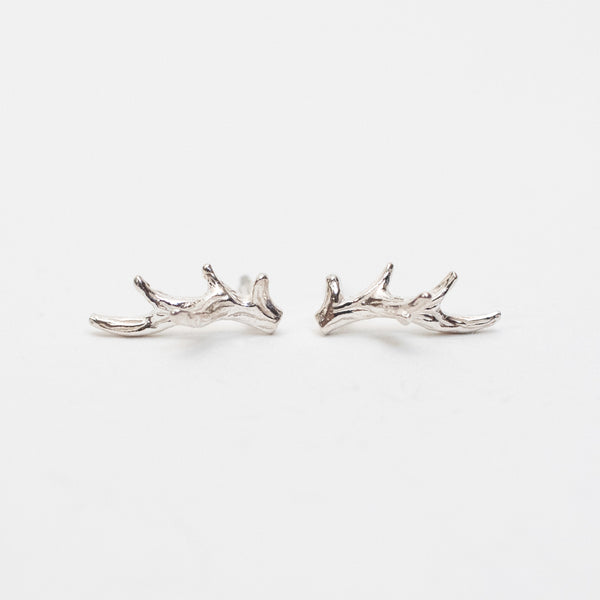 Large Silver Antler Studs