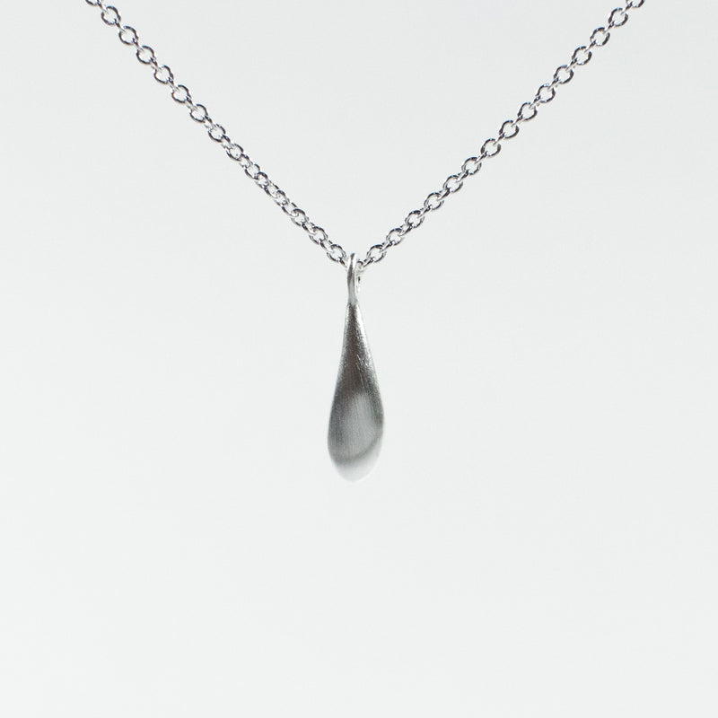 Small Drop Brushed Silver Necklace