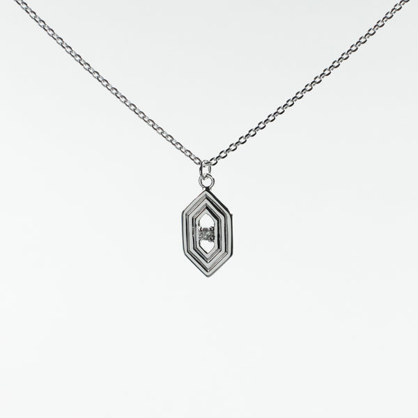 Silver Hexagon Shaped Necklace
