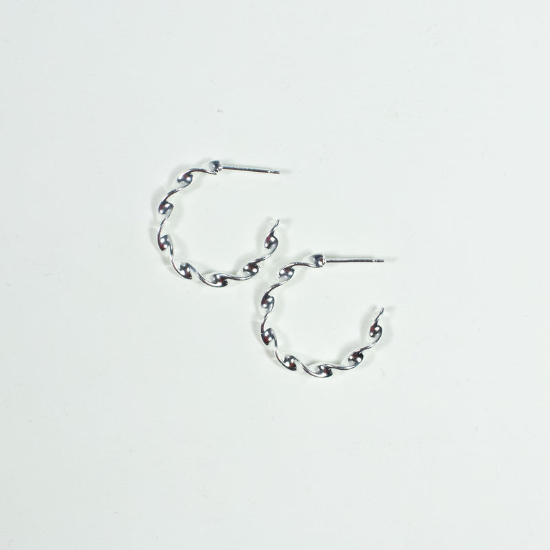 Twirled Small Silver Hoops