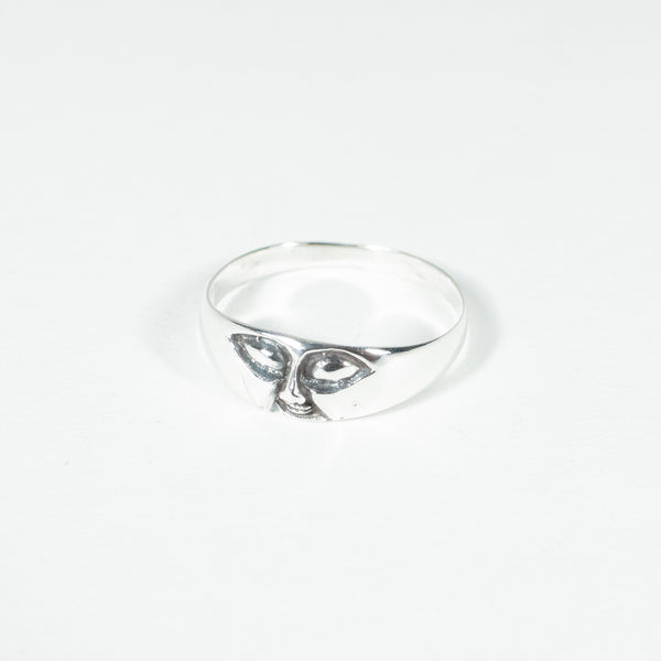 Silver Moon Face Ring