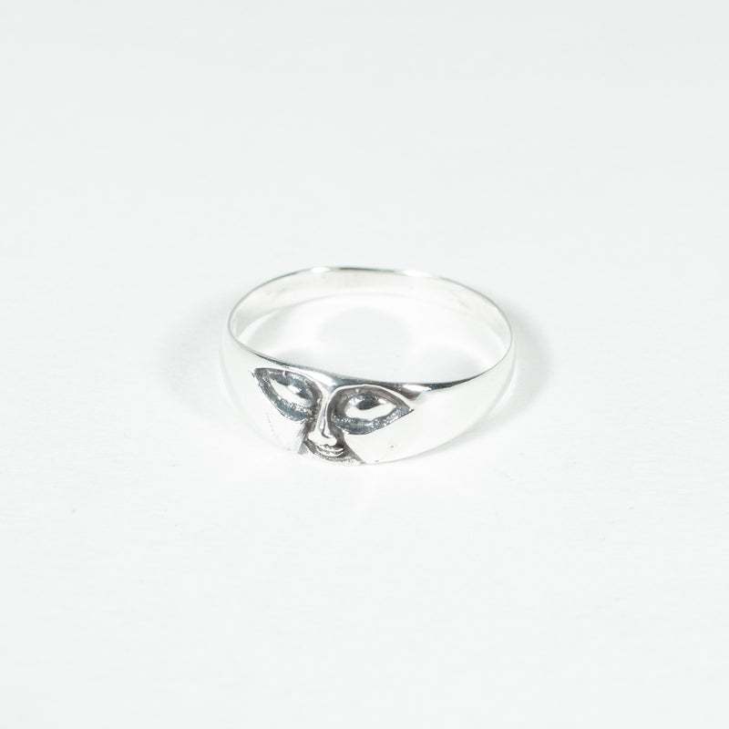 Silver Moon Face Ring