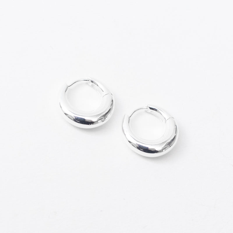 Silver Medium Crescent Click In Hoops