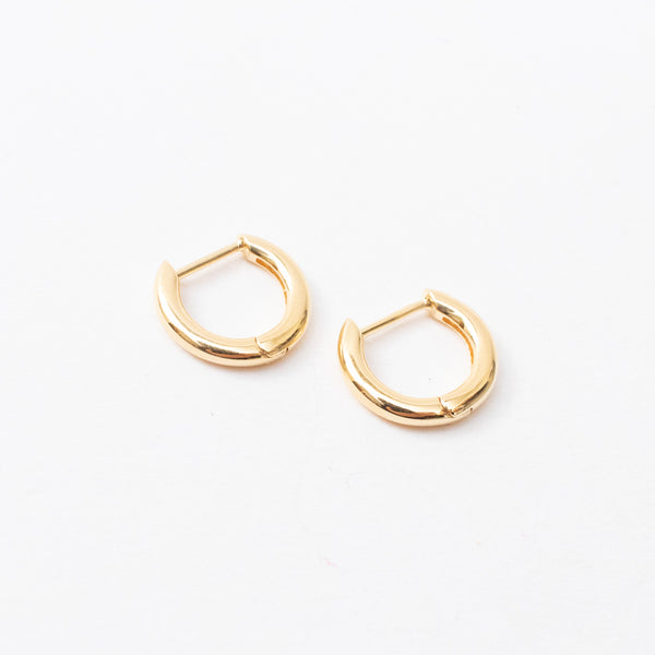 14k Gold Vermeil Plain Small Rounded Click In Hoops