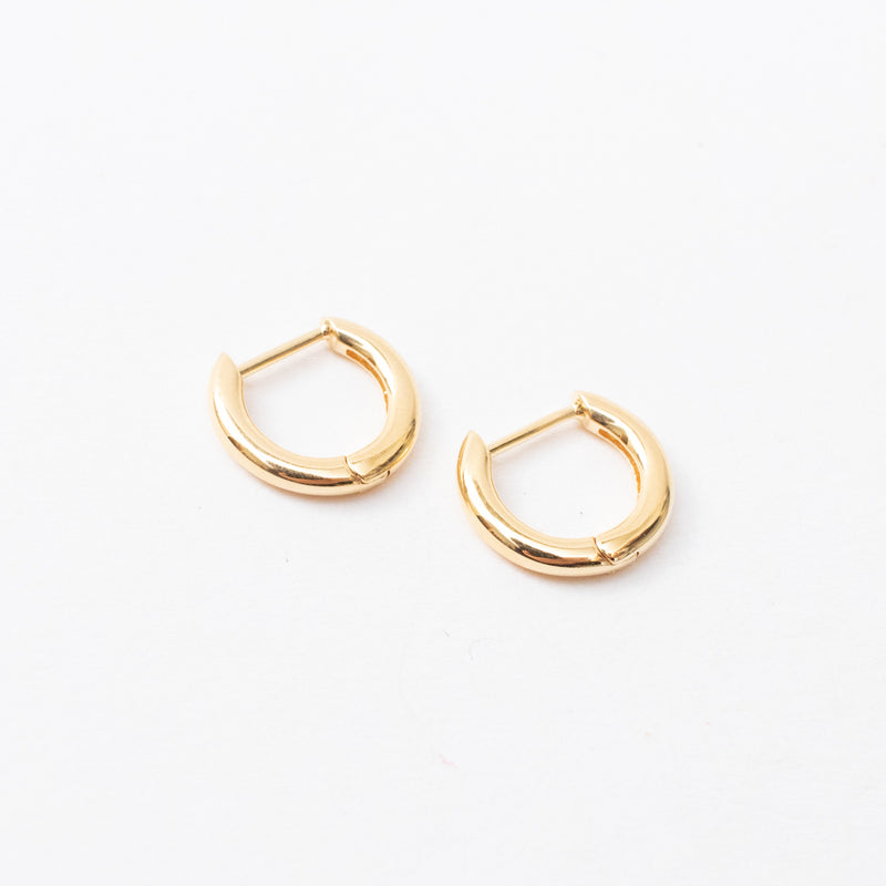 14k Gold Vermeil Plain Small Rounded Click In Hoops