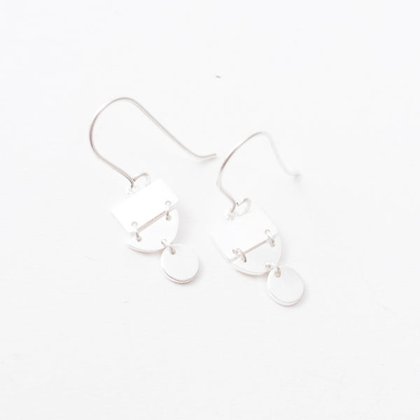 Brushed Silver Small Mod Shaped Earrings