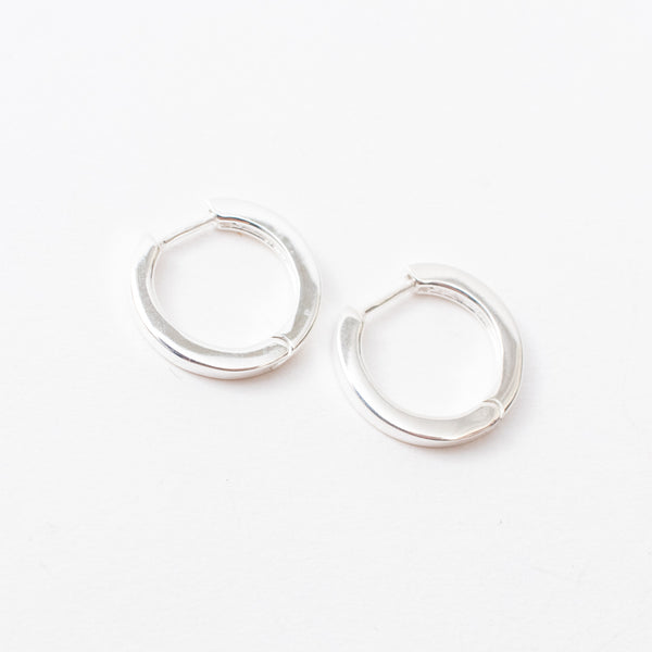 Silver Flat Squared Click In Hoops