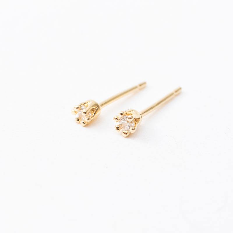 Gold Vermeil Super Tiny Claw Set Cubic Studs