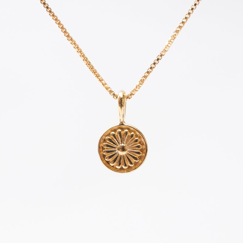 Gold Vermeil India Temple Flower Disc Necklace