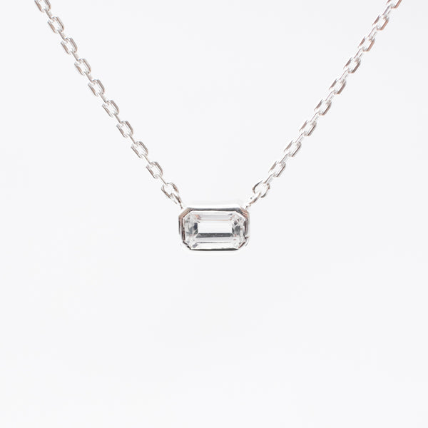 Silver & White Topaz Octagon Shaped Necklace