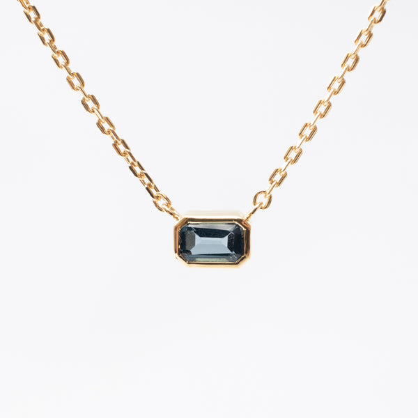 Gold Vermeil Octagon Shaped Blue Topaz Necklace