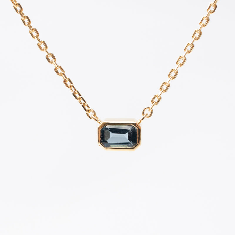 Gold Vermeil Octagon Shaped Blue Topaz Necklace