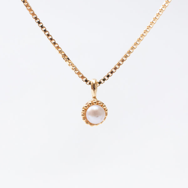 Gold Vermeil & Freshwater Pearl Milgrain Edge Necklace
