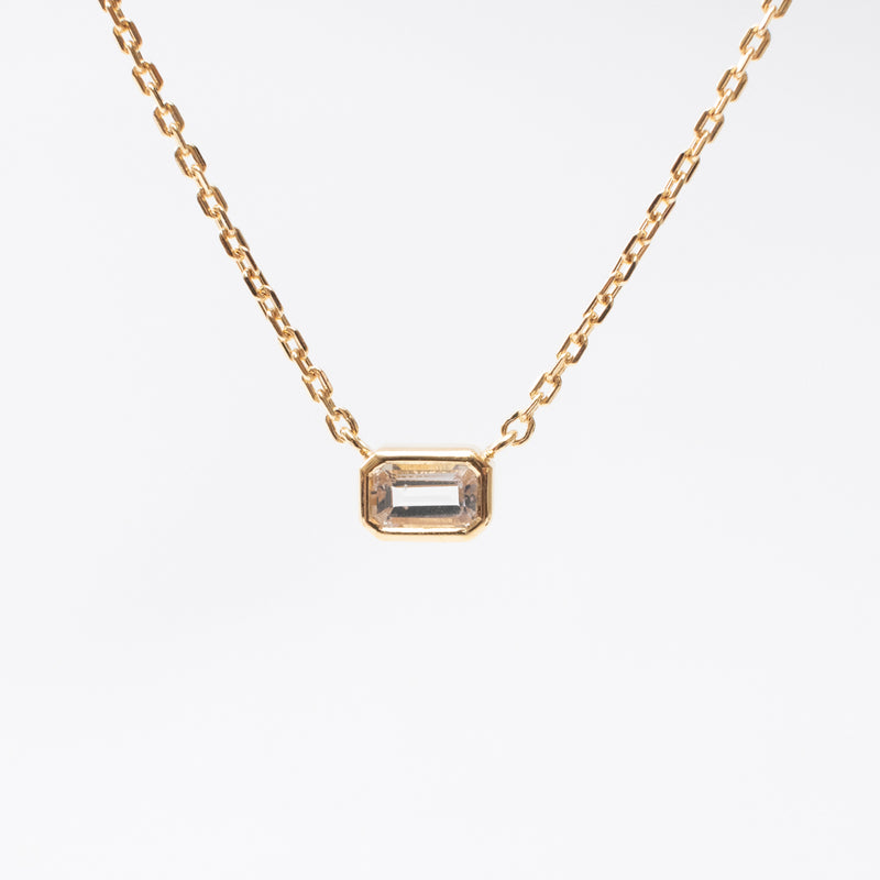 Gold Vermeil & White Topaz Octagon Shaped Necklace
