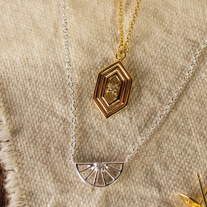 Gold Vermeil Hexagon Shaped Necklace