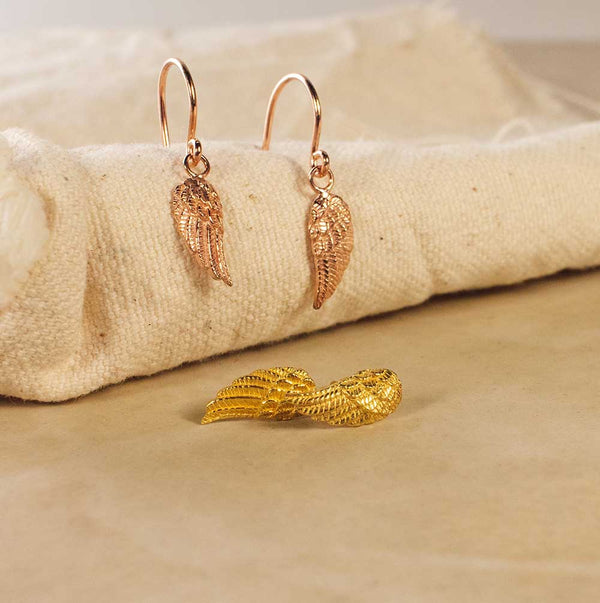 Rose Gold Vermeil Tiny Drop Wing Earrings