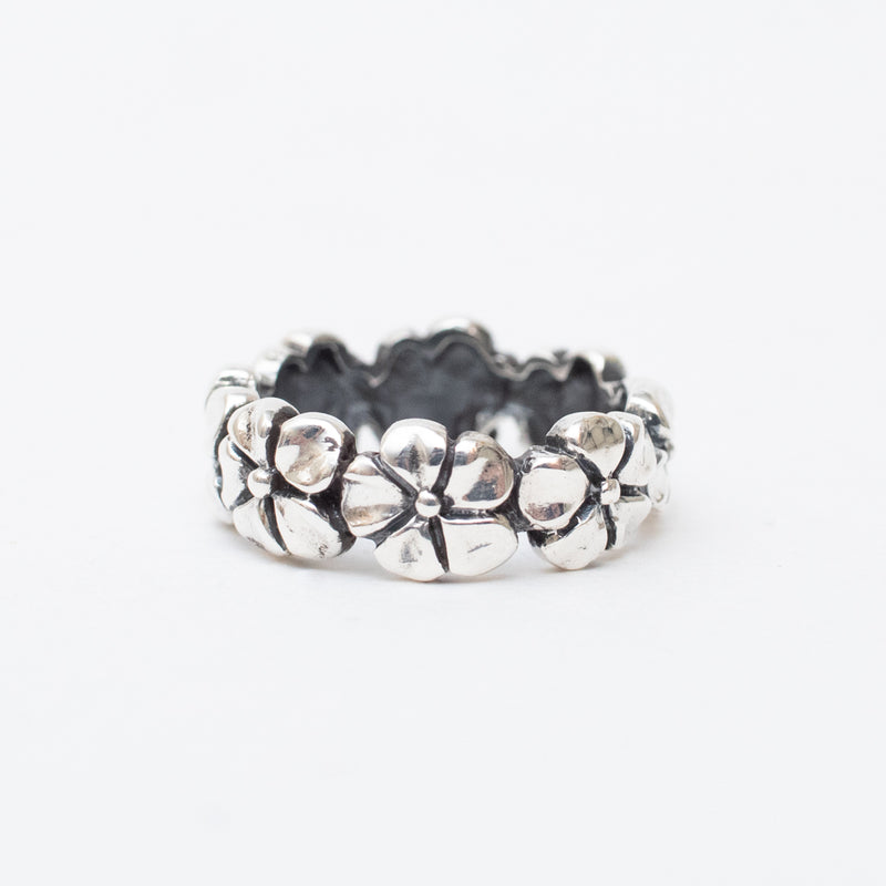 Oxidized Silver Stacked Flower Band